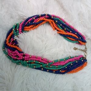 New 12-Strand Multi-Colored Beaded Boho Necklace